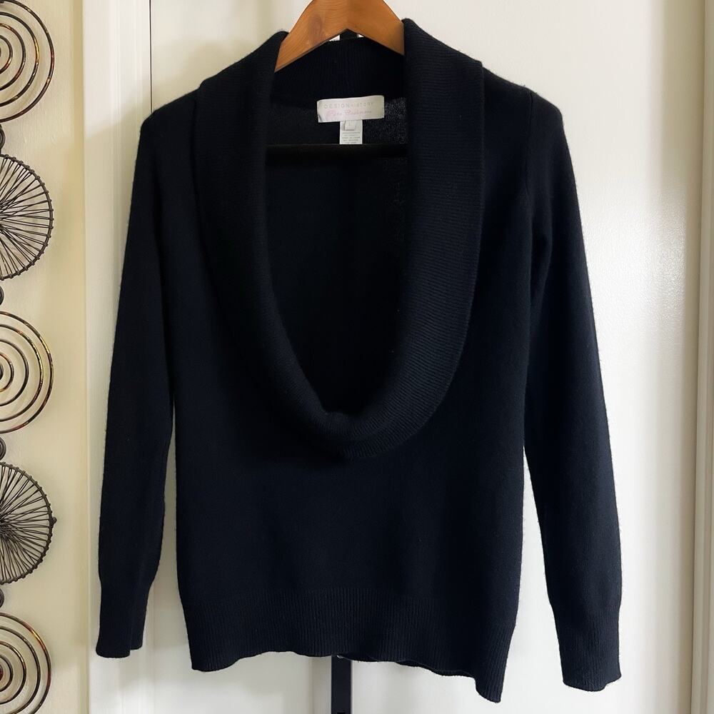 Womens 100% Cashmere Scoop Neck Sweater Quiet Luxury Old Money - Black, Size L